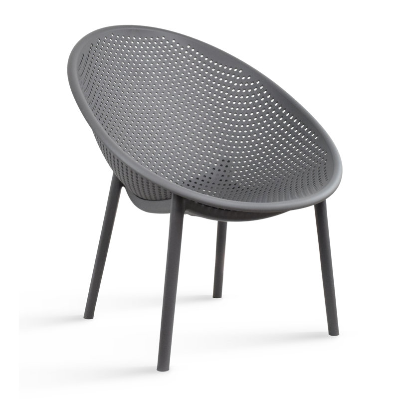 Chaises d'appoint contemporaines d'intérieur et d'extérieur contemporaines en plastique résistant aux intempéries, chaises d'appoint décoratives en forme d'œuf avec siège perforé pour patio, balcon, salon, véranda et bord de piscine, gris