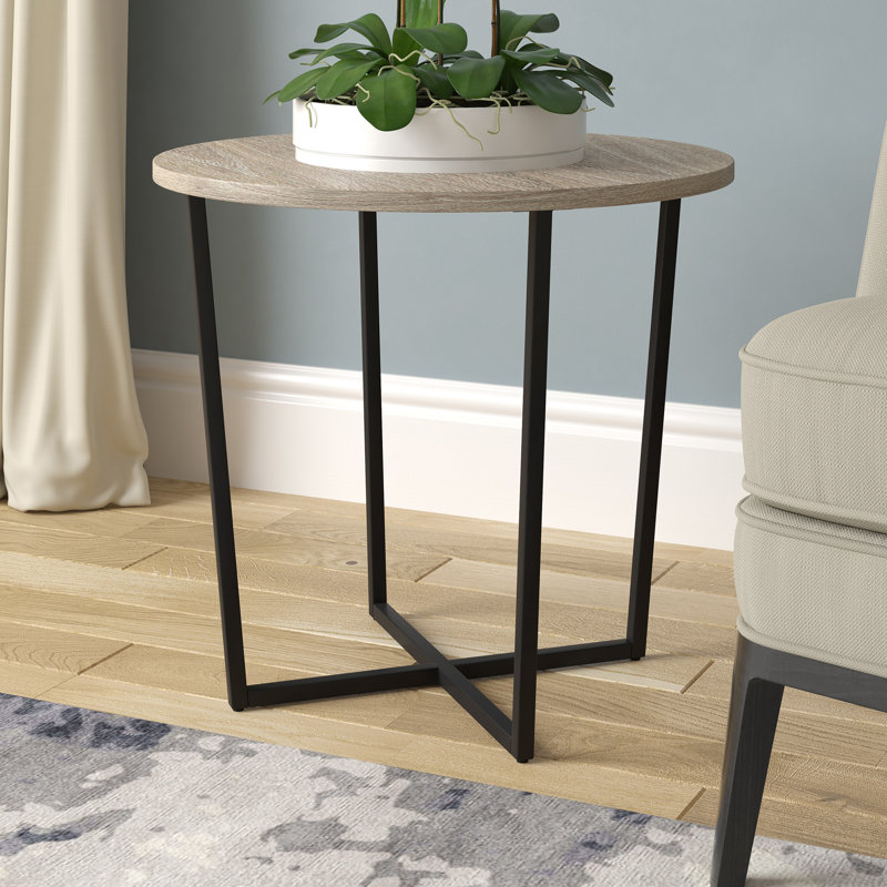 Winke End Table, Blackened Bronze/Antiqued Gray Oak