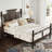 Wood Frame Four Poster Platform Bed with Crown-like Headboard-270865186-270865187