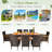 Chaniya 8 - Person Acacia Wicker Patio Dining Set with Rectangular Table , Cushions Included