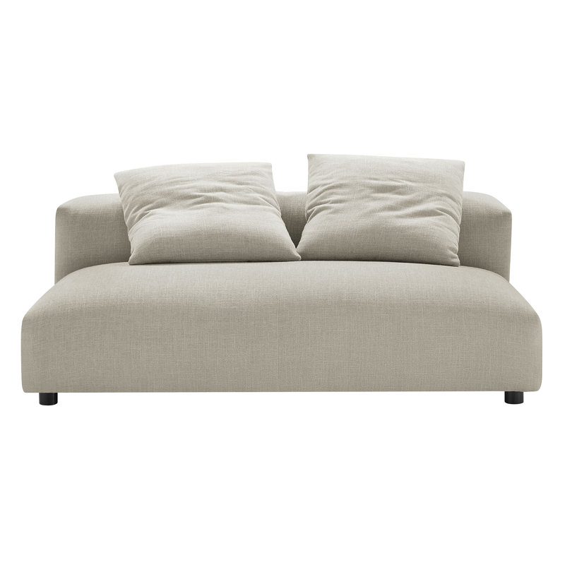 Solace Modular Upholstered Armless Loveseat, Beige Fabric