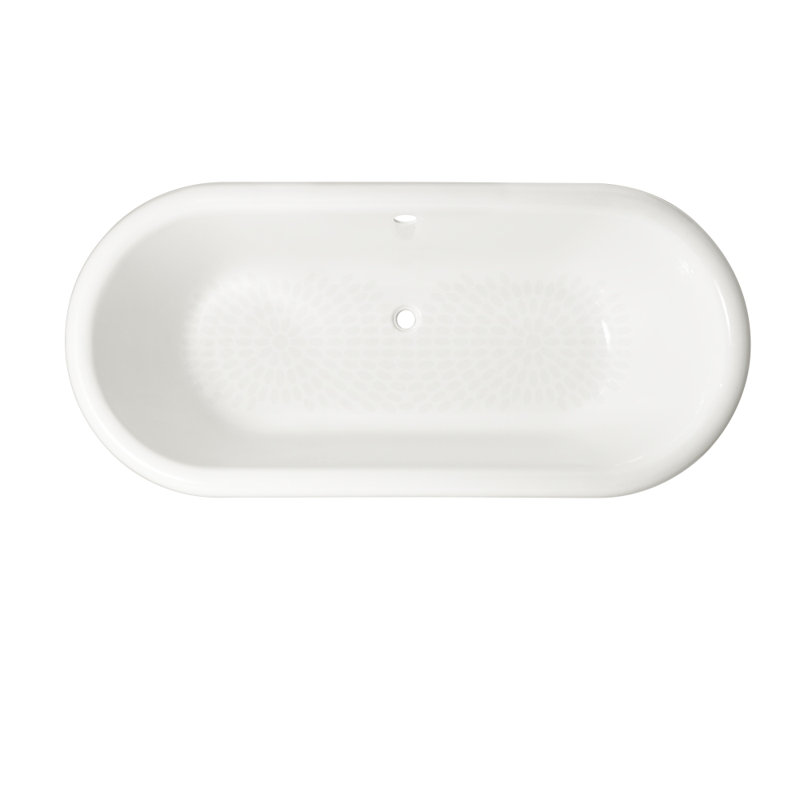 Regal 70'' L Soaking Bathtub, 6" Faucet Hole Drilling, Polished Nickel Feet, White