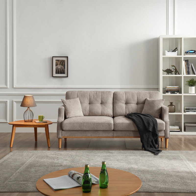 Canapé moderne à 3 places avec tissu imperméable, port de charge USB, Gris clair