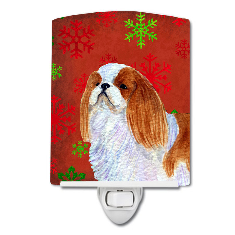 English Toy Spaniel Snowflakes Holiday Christmas Ceramic Night Light