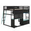 Lit mezzanine double avec bureau et éclairage DEL, lit mezzanine en bois avec tablettes de rangement intégrées-232256129