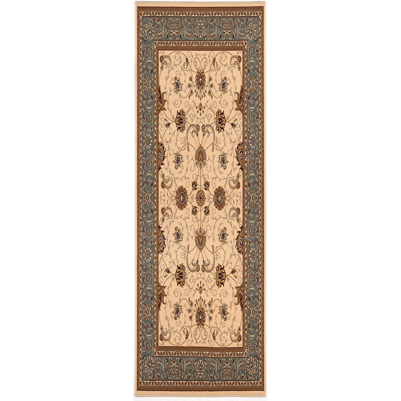 Tapis oriental crème / bleu Valerie, Tapis de couloir 2 pi x 20 pi