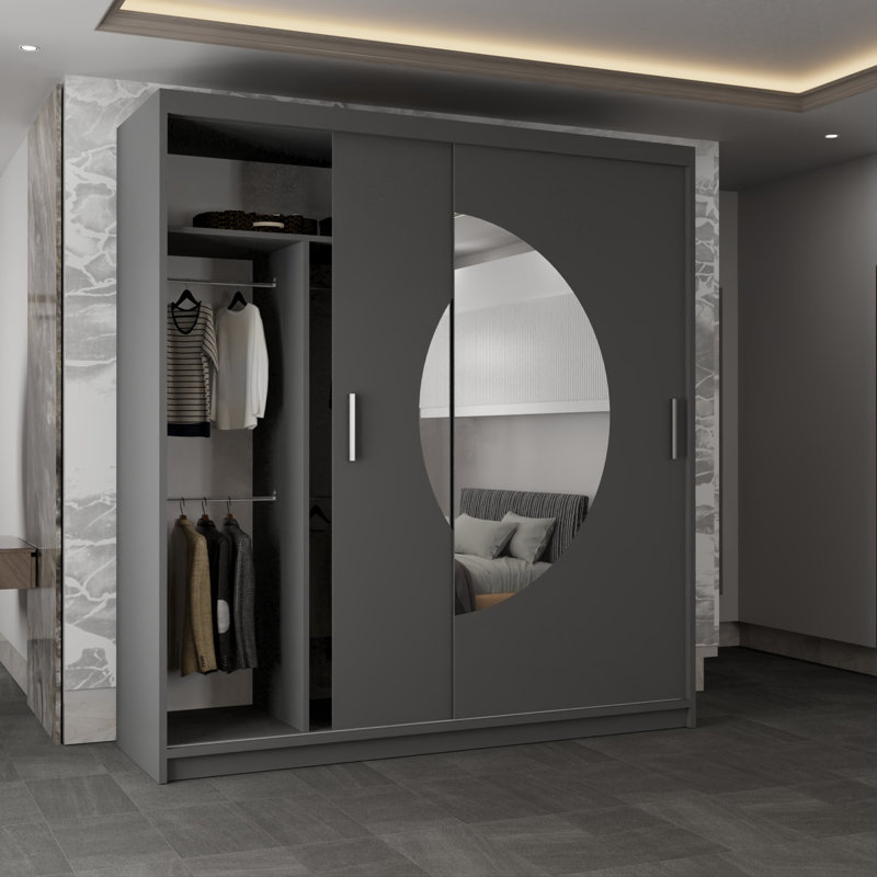 Cevahir 2 Door Wardrobe, 217cm H x 203cm W x 62cm D, Grey