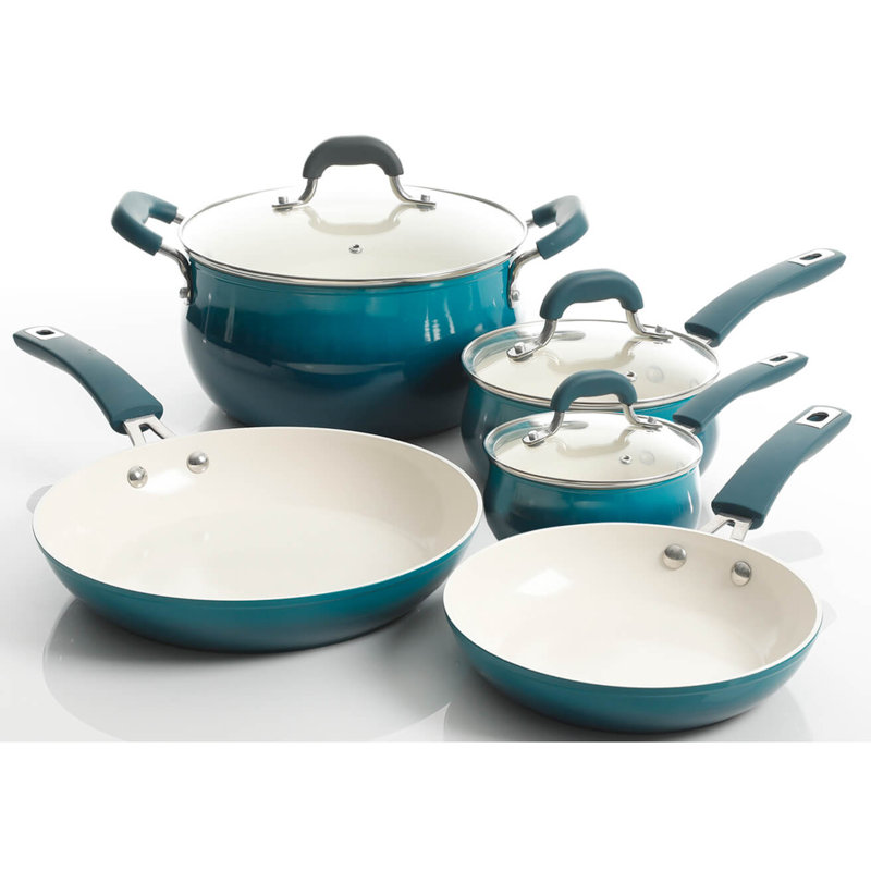 Ensemble de batterie de cuisine 8 pièces, Bleu sarcelle dégradé