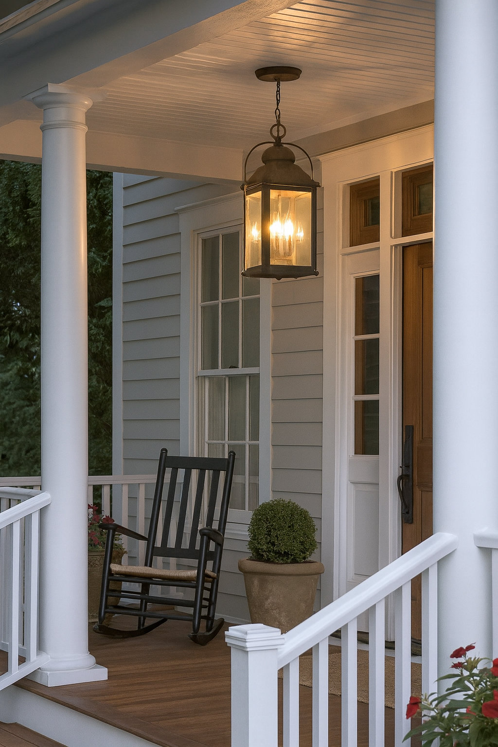 Anchorage Outdoor Hanging Lantern, Aged Zinc, LED