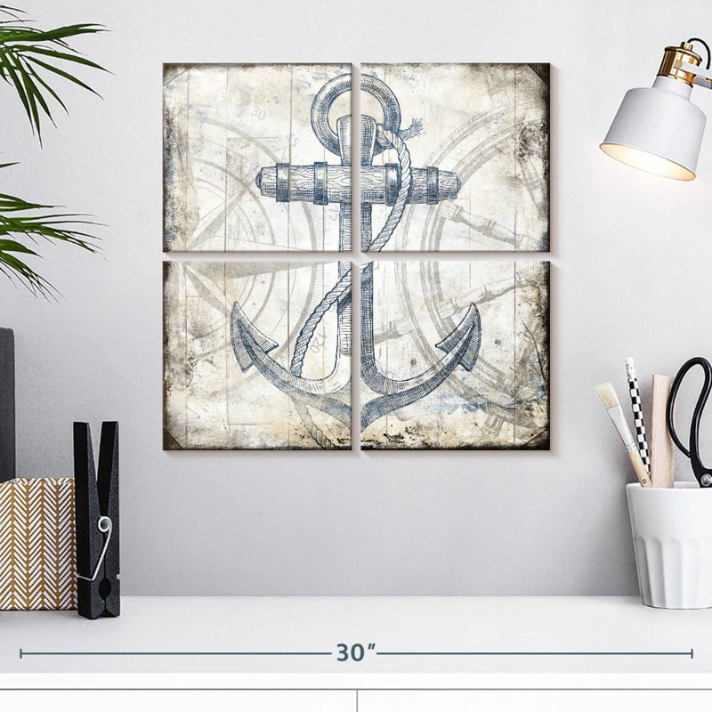 Aletra Anchor Wheel Wood Blocks, 18'' H x 18'' W