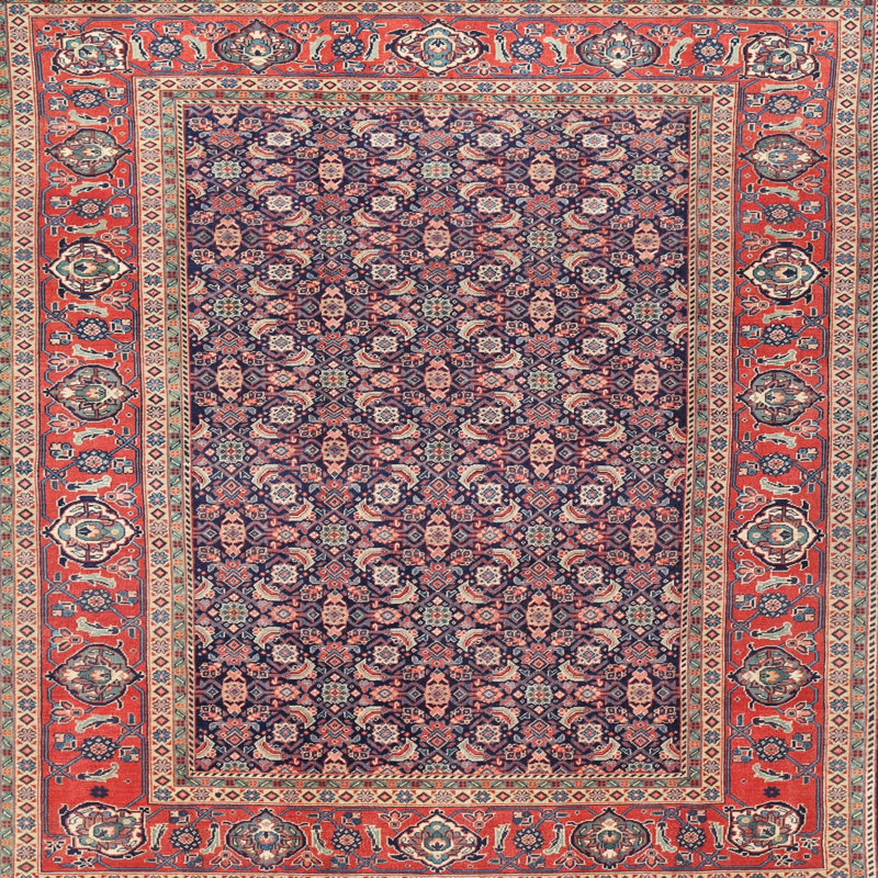 Tapis rouge à motif sud-ouest, Carré 3 pi