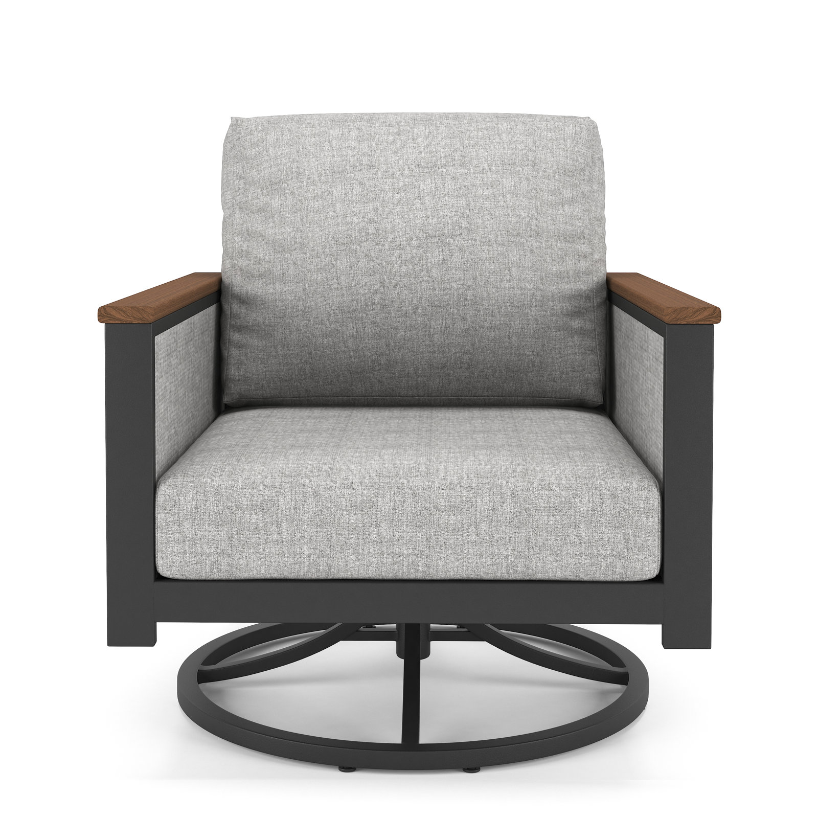 Stimson Sunbrella® Swivel Patio Rocking Chair, Dark Gray/Brown, Canvas Granite