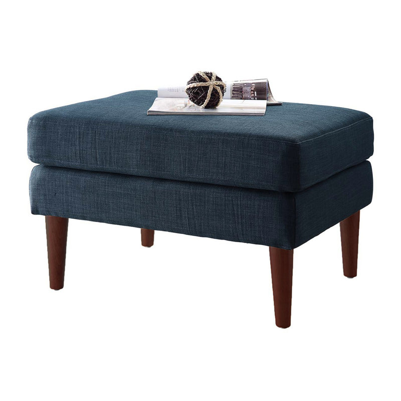 Corwith Upholstered Ottoman, Dark Blue Fabric/Natural