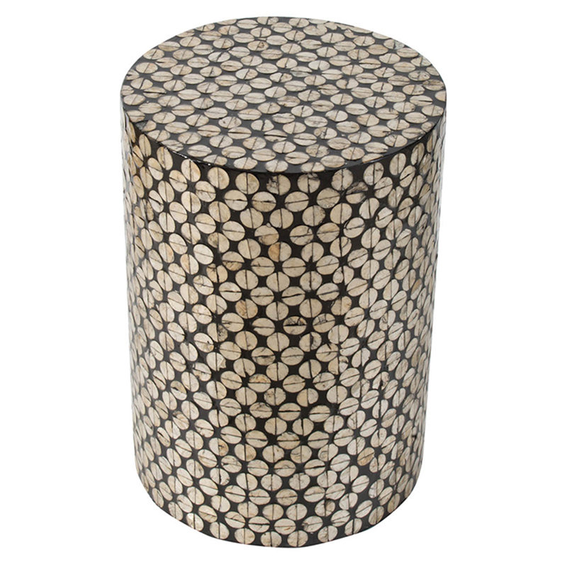 D14x20" Cylindrical Garden Capiz Stool, Accent Side Table