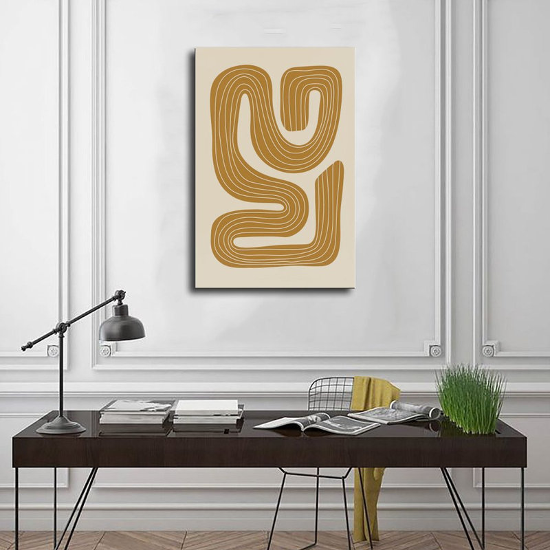 Tableau sur toile, impression d'art abstrait aux lignes dorées, décor mural moderne, affiche vintage, décoration intérieure