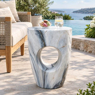 Table d'appoint ronde moderne en MgO avec découpe décorative