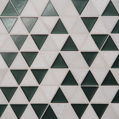 Kaikos 1.75" Triangle Glass and Stone Mosaic Tile