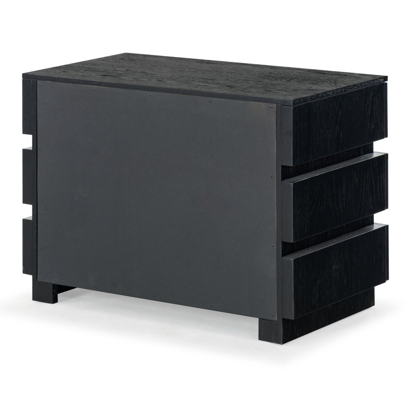 Titus 3 Drawer Stacked Chest, Black