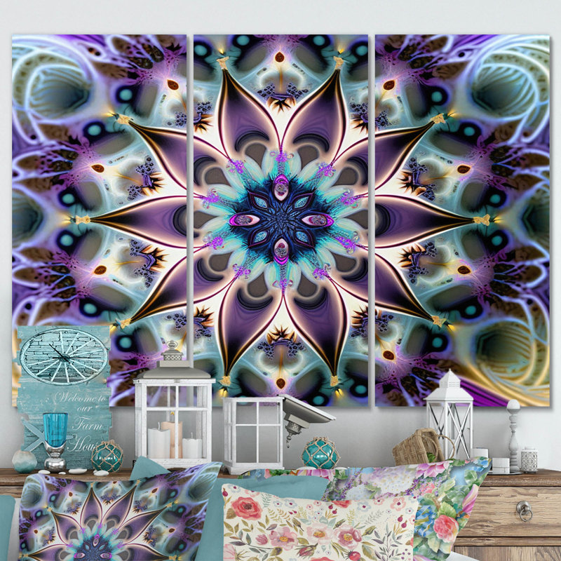 Ensemble de décoration murale mandala cosmique en mauve mystique III - Boho Mandala, H 28 po x l 36 po x P 1 po