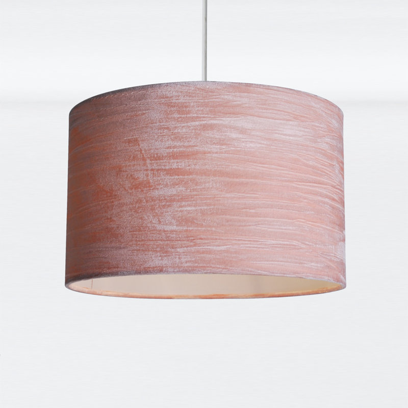 20cm H Velvet Drum Pendant Shade, Pink