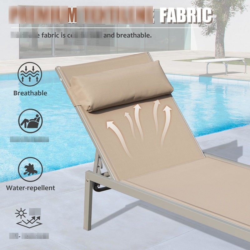 Chaise longue de patio de 3 chaises de piscine en aluminium avec table d'appoint pour l'extérieur. Offre un confort supérieur. Fabrication. 5 positions réglables et. Gain de place. Comprend 2 chaises, une table et la quincaillerie