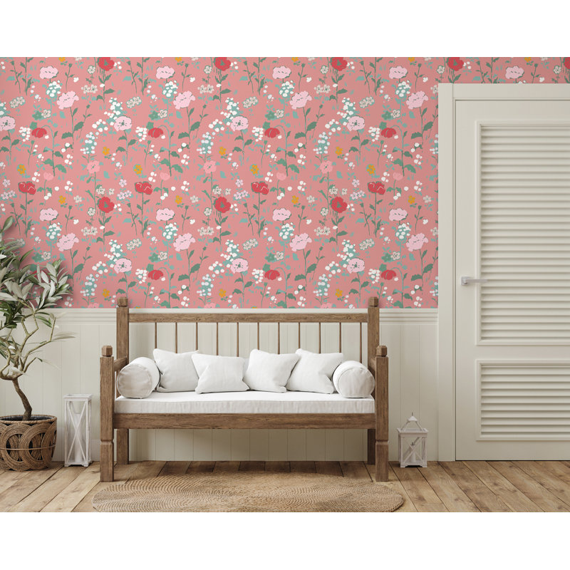 Paule Marrot Floral Wallpaper Double Roll, Blush Rose