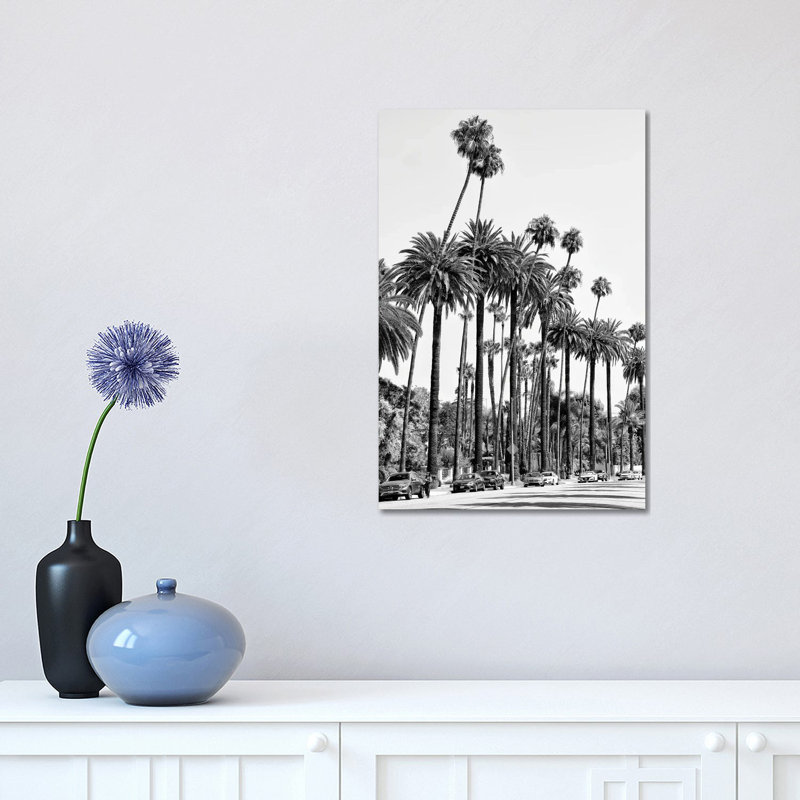 Black California Series - L.A's Palm Trees 1 Piece Wrapped Canvas Wall Art, 30.48 cm H x 45.72 cm W