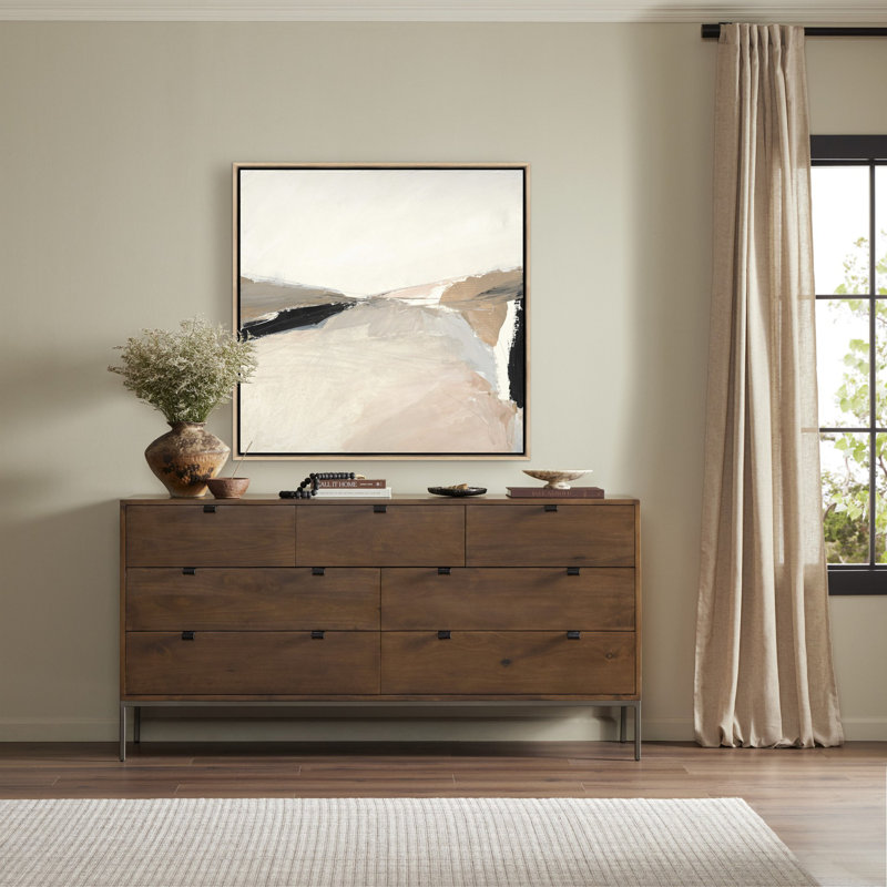Désert n ° 2 par Melanie Biehle, Cadre flottant en toile de chêne blanc, H 40 po x l 40 po