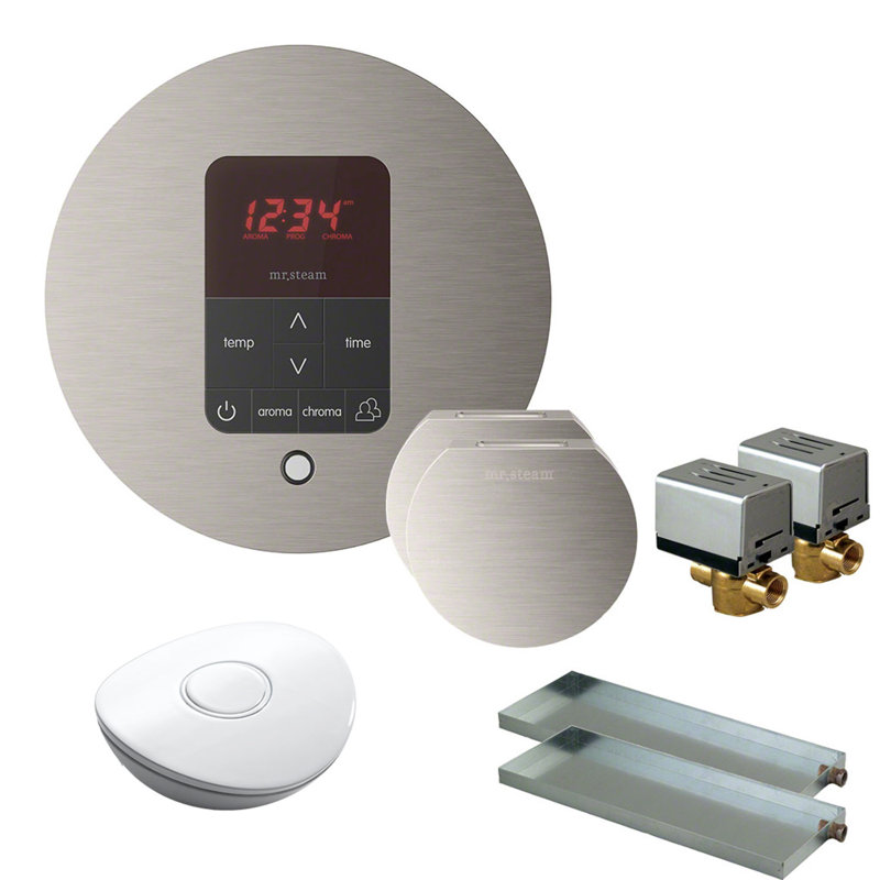 Thermostat, minuterie et tête de vapeur Butler, Nickel brossé