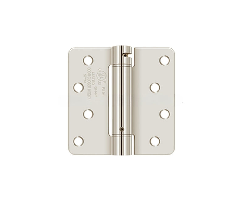 Deltana DSH4R414 4" x 4" x 1/4" Spring Hinge, UL Listed in Polished Nickel