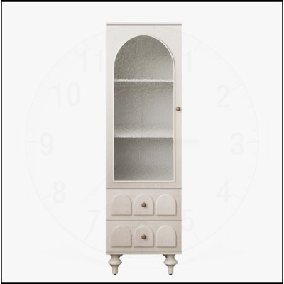 Grande armoire de rangement de 62,99 pouces avec porte en verre trempé, deux tiroirs et tablette réglable pour une organisation polyvalente et spacieuse dans n'importe quelle pièce