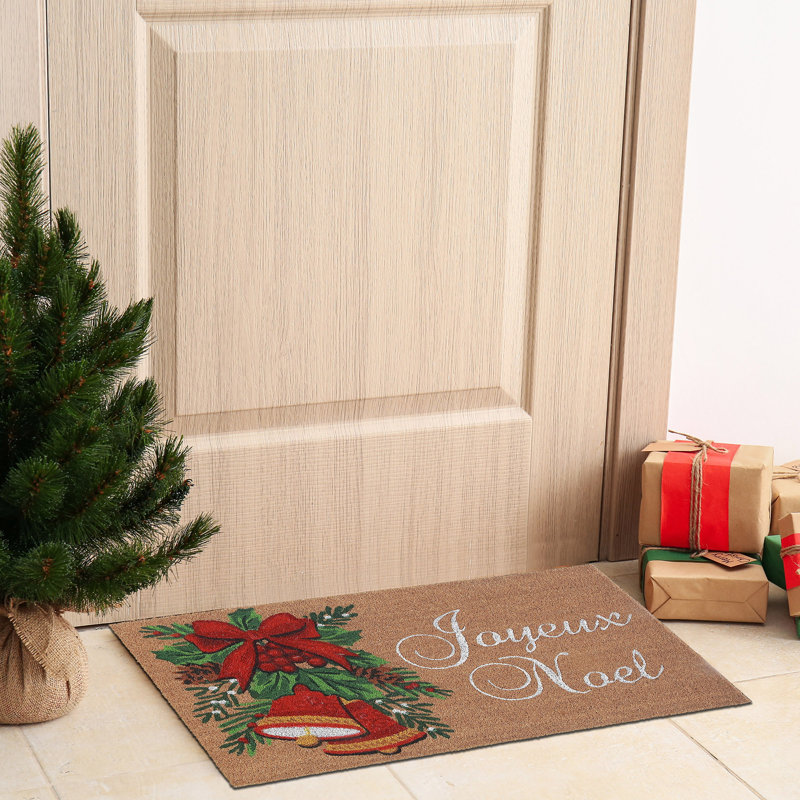 Tapis de porte en fibre de coco (Cloches - Joyeux Noël)