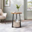 Petite table de bout rustique brune - Table d'appoint hexagonale avec panier de rangement pour chambre à coucher / salon