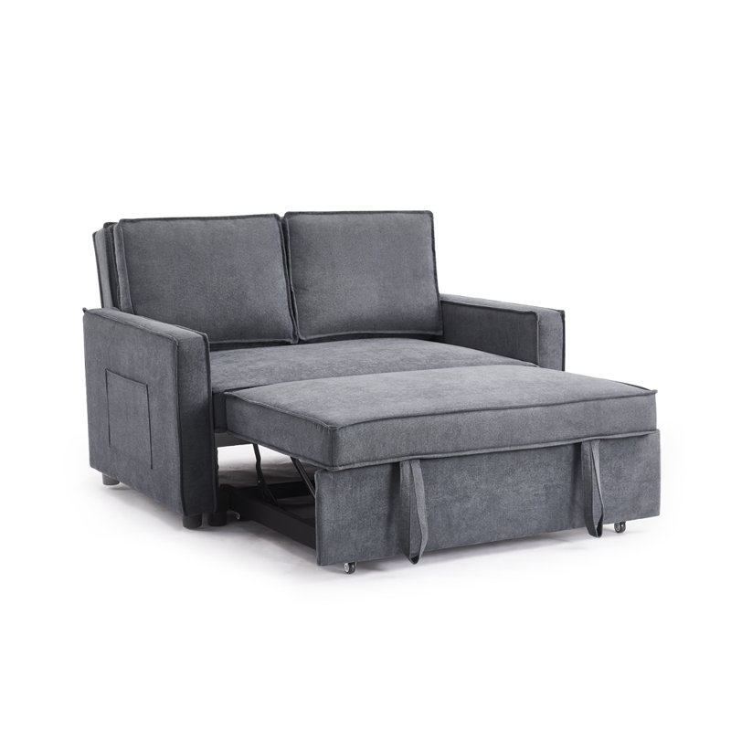 Khilan 2 Seater Polyester Sofa Bed, Dark Grey