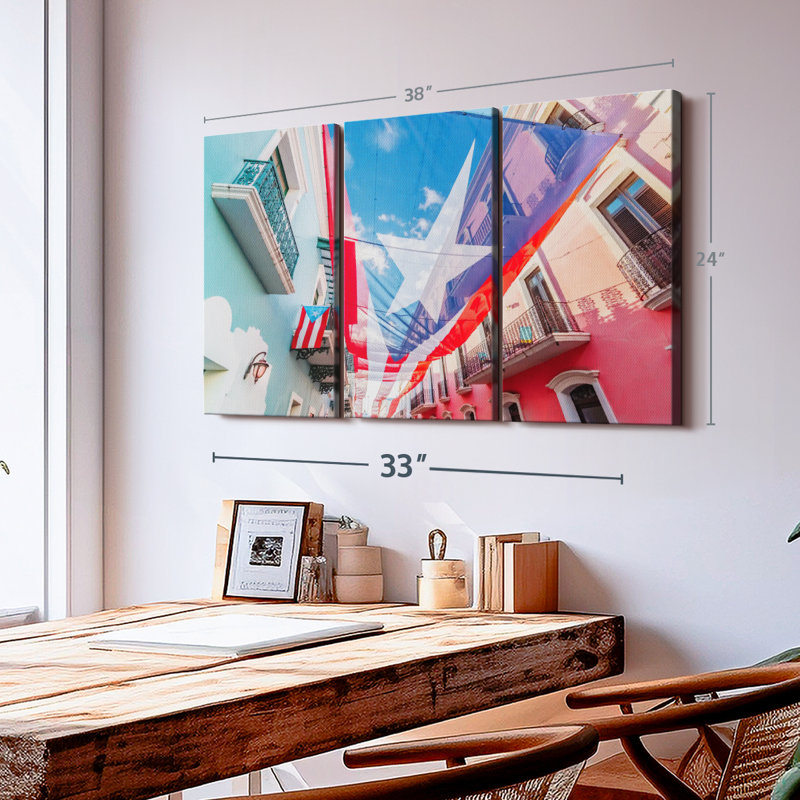 «Puerto Rico Street Flag» sur toile, H 24 po x l 38 po x P 1,25 po