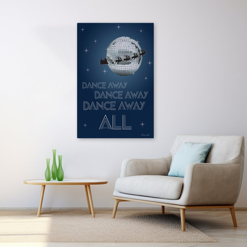 Dance Away Disco Christmas - Balle disco contemporaine, traîneau de Noël, silhouette, art renne, H 48 po x l 32 po