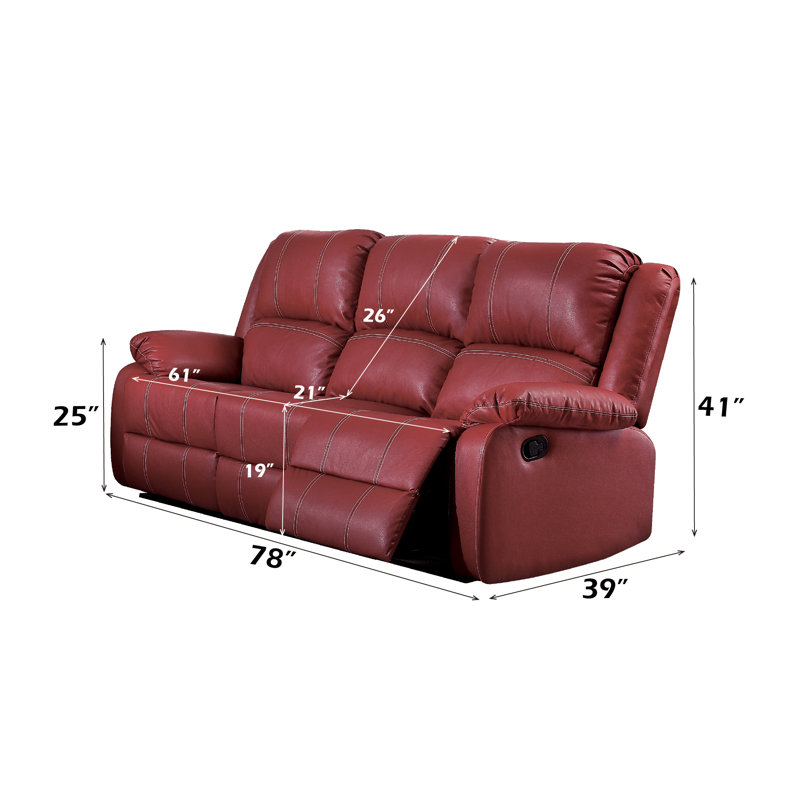 Red Synthetic Leather Motion Sofa