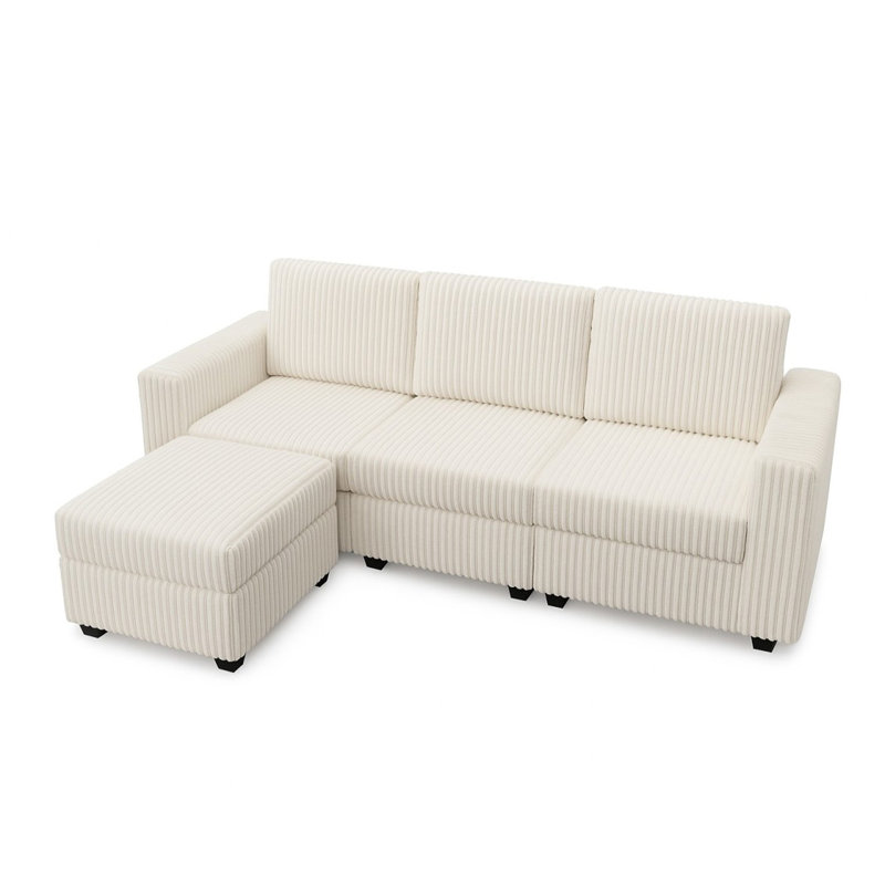 Canapé modulaire Lotus avec rangement, beige
