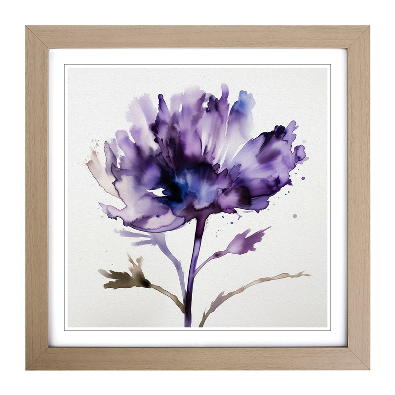 Lavender Flower Gestural Art - Framed Print, Oak Framed