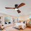 Ventilateur de plafond encastré en bois massif avec éclairage DEL et télécommande-1875429845-1875429868-1875429869