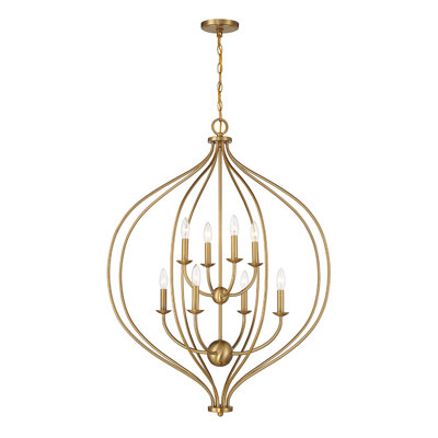 Orchid 8-Light Pendant in Warm Brass