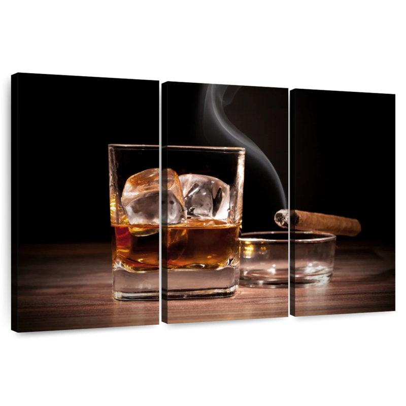 Yarlin whisky froid et cigare allumé, H 48 po x l 74 po