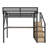 Full Size Metal Loft Bed with Desk, Stairs, LED Light & Charging Station, Space-Saving Bed for Kids and Teens, Black-83531226