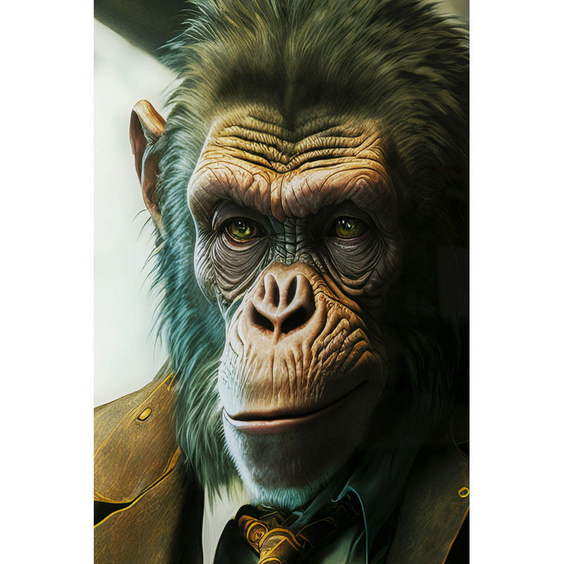 Drinking Monkey Print on Glass