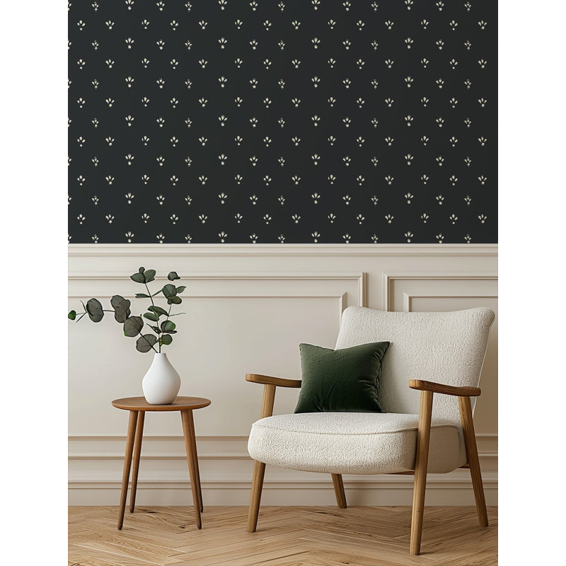 Lady Charlotte Fleur 10' L x 24" W Wallpaper Roll, Black, PVC, Self-adhesive