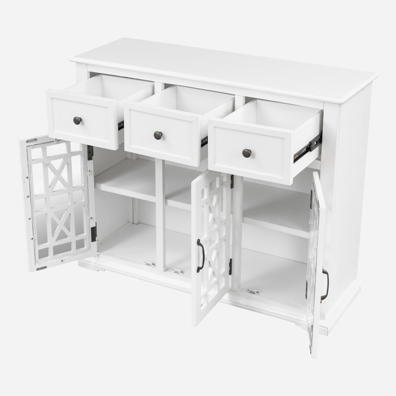 Buffet décoratif 3 portes Anacia, Blanc