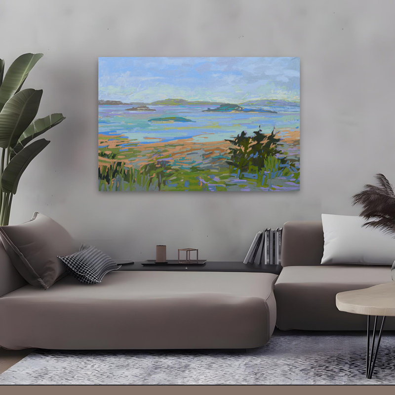 Îles au large du continent - Art des paysages côtiers, H 32 po x l 48 po