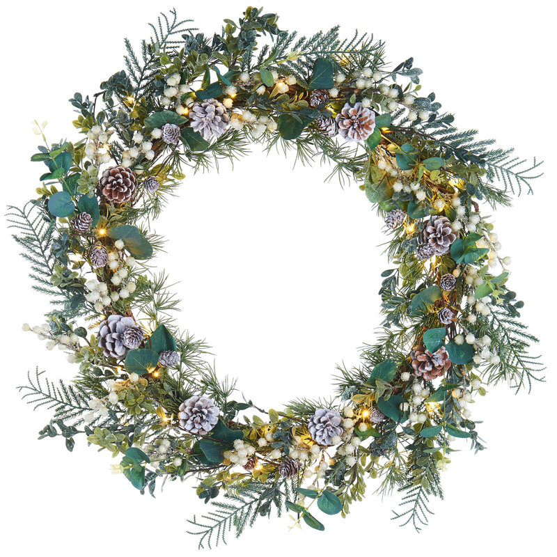 Faux Lighted Eucalyptus 10.2cm Wreath