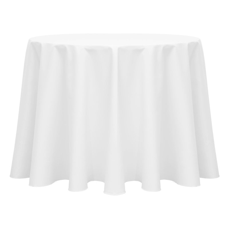 Bjarne Solid Color Round Tablecloth, White, 96" Round, 1