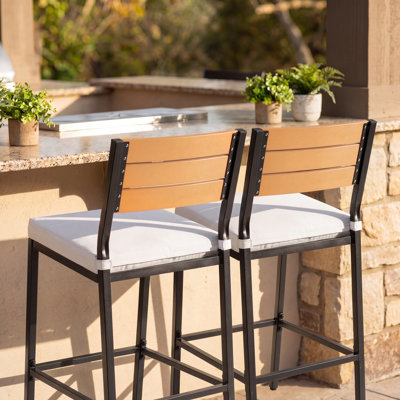 Metal Outdoor 28.5'' Bar Stool With Cushion